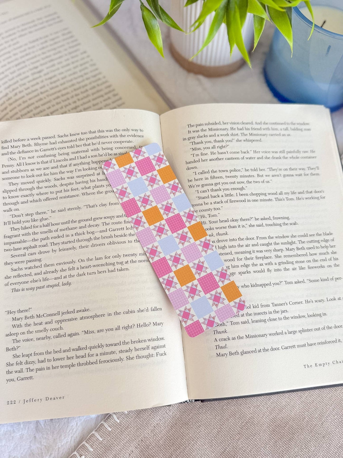 Pink Patchwork Quilt Bookmark