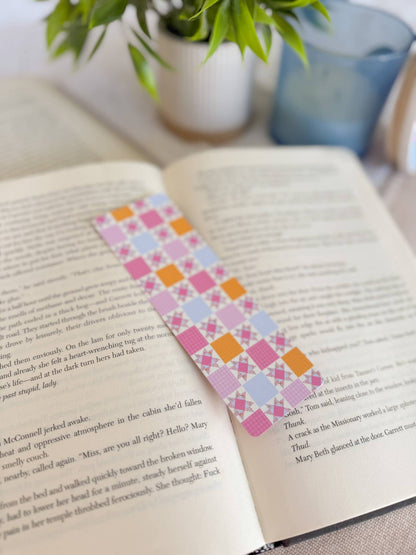 Pink Patchwork Quilt Bookmark