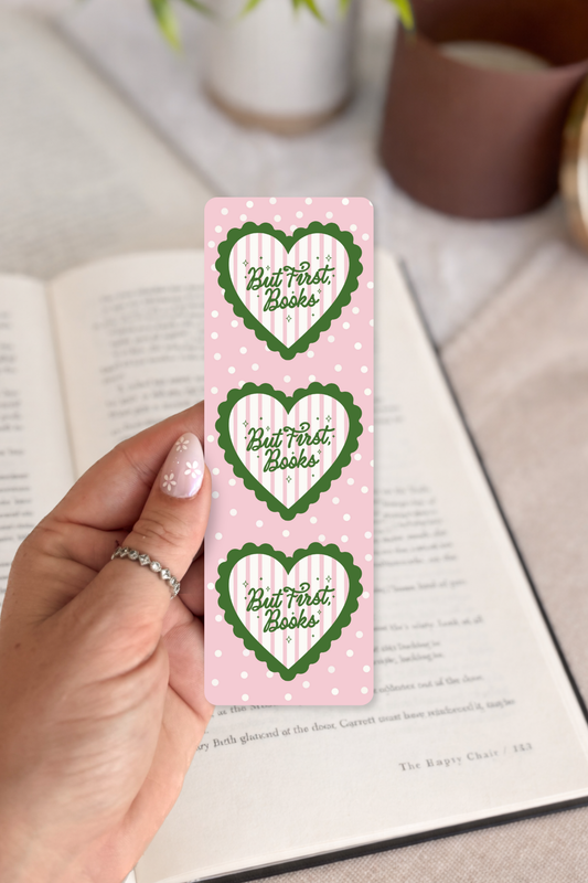 But First Books Bookmark | Pink Polka Dots