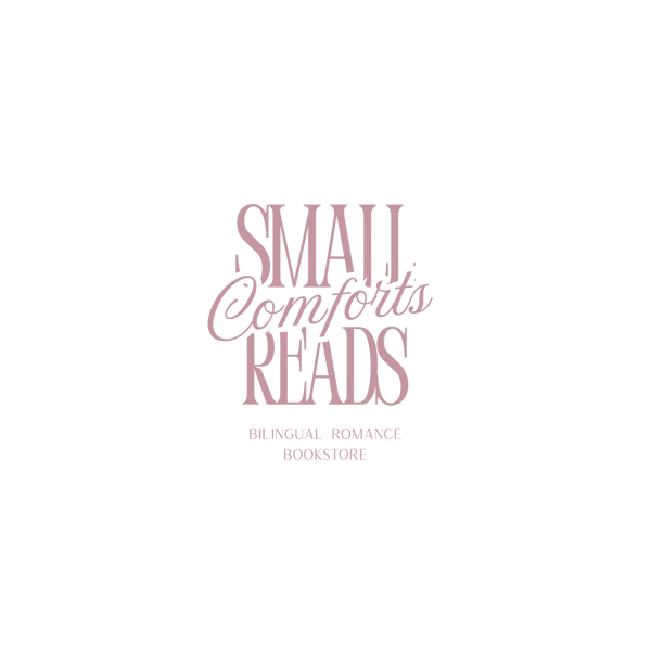 Bookstore logo with 'Small Comforts Reads' text on a white background
