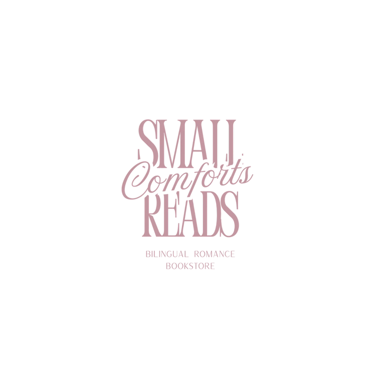 Bookstore logo with 'Small Comforts Reads' text on a white background