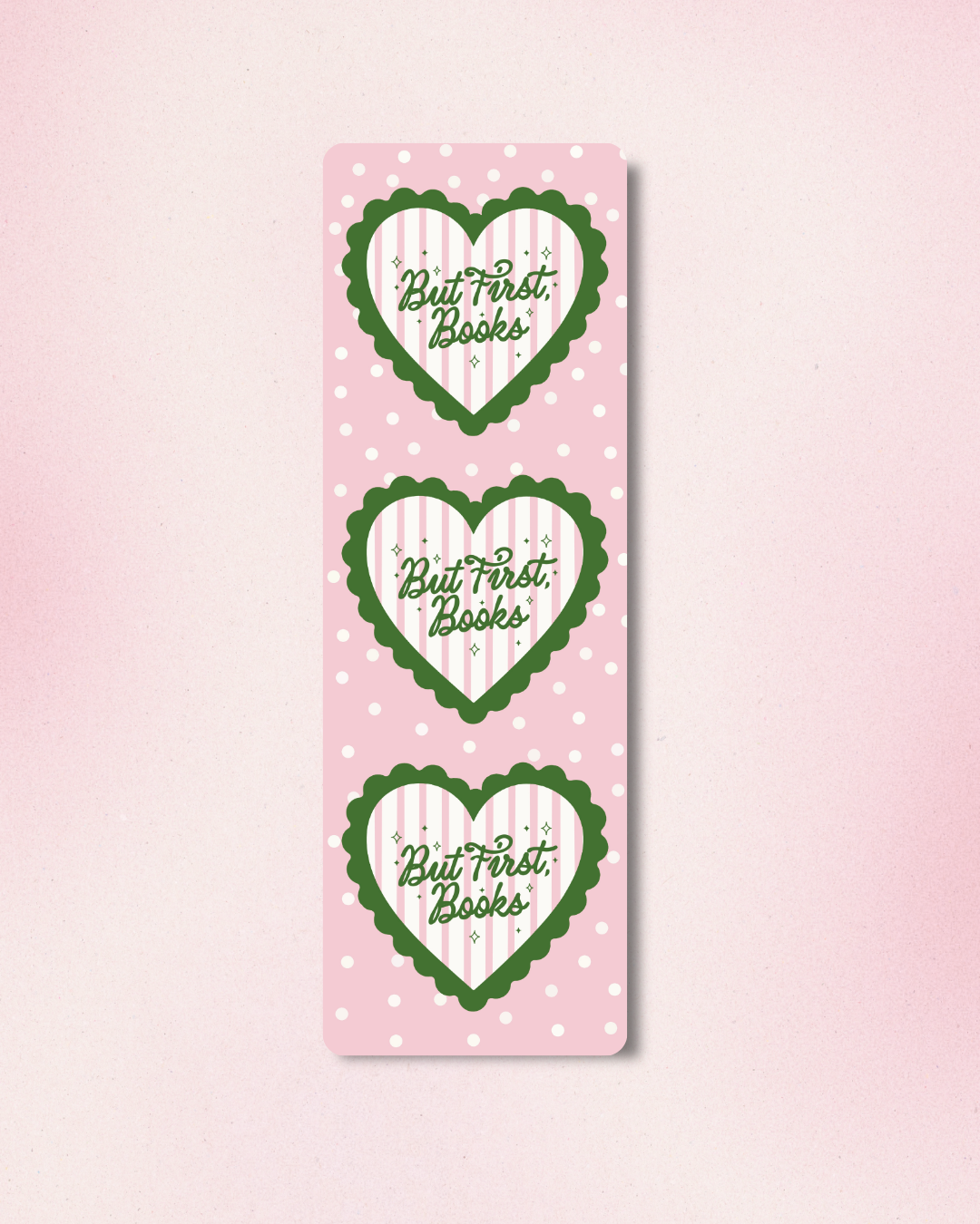 But First Books Bookmark | Pink Polka Dots