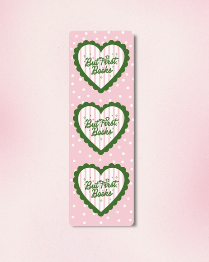 But First Books Bookmark | Pink Polka Dots